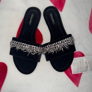 Victoria's Secret Black Sandals with Silver Accents